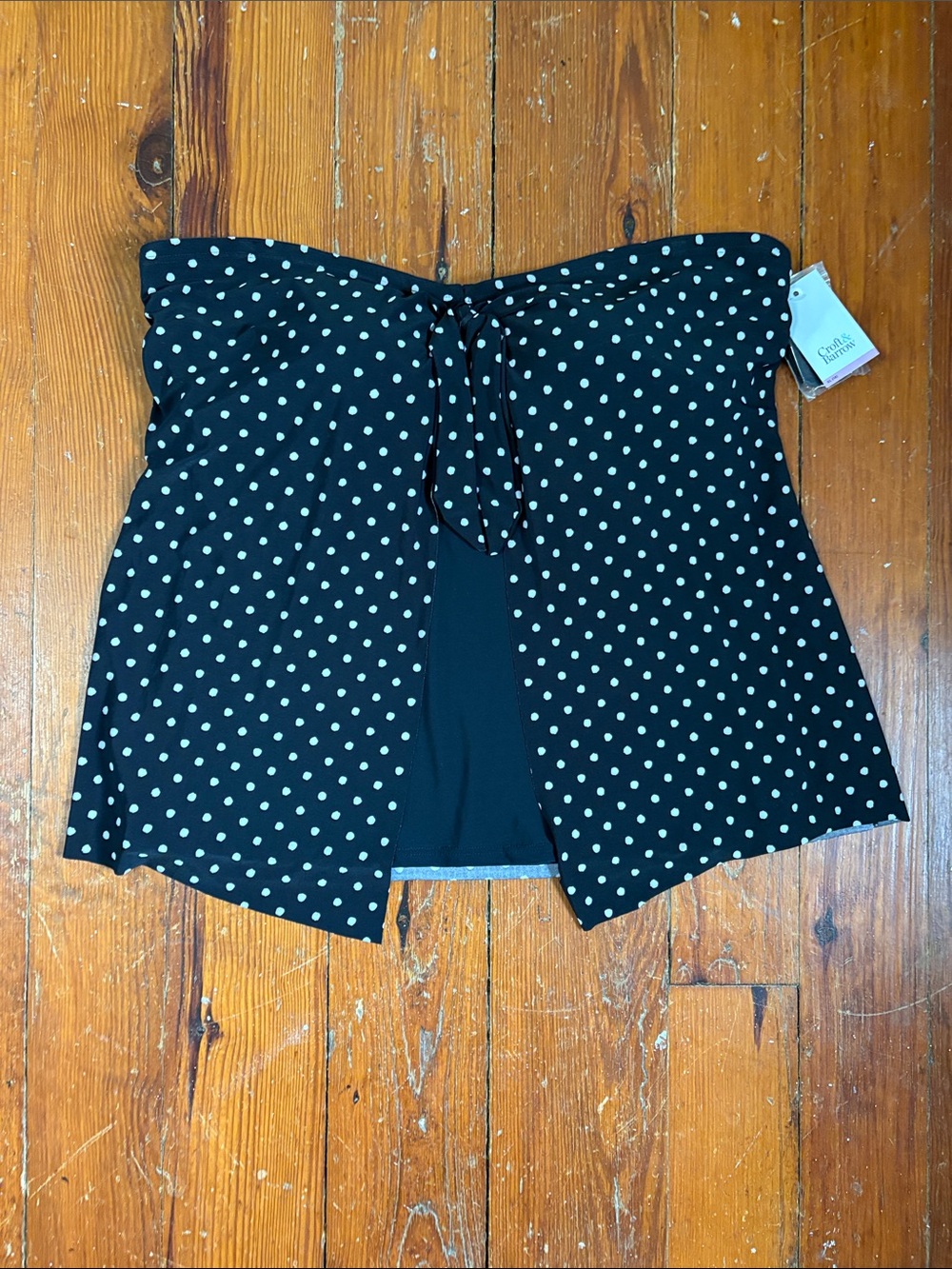 croft & barrow Black Polka Dot Strapless Swim Shirt size XL